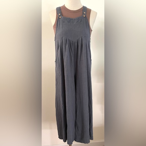 Anrabess | Linen Blend Overalls | Oversized Wide Leg | Comfy | Women’s S - Picture 1 of 7